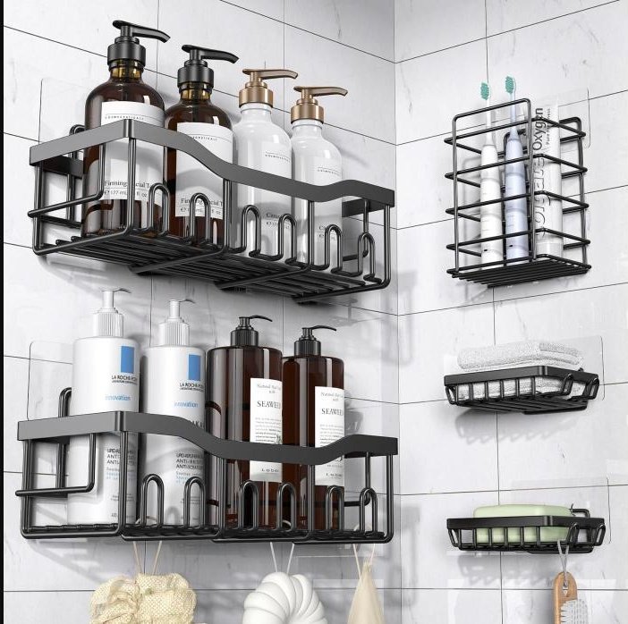 EUDELE adhesive shower caddy, 5-piece set